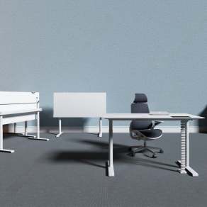 现代办公培训桌椅组合3D模型下载